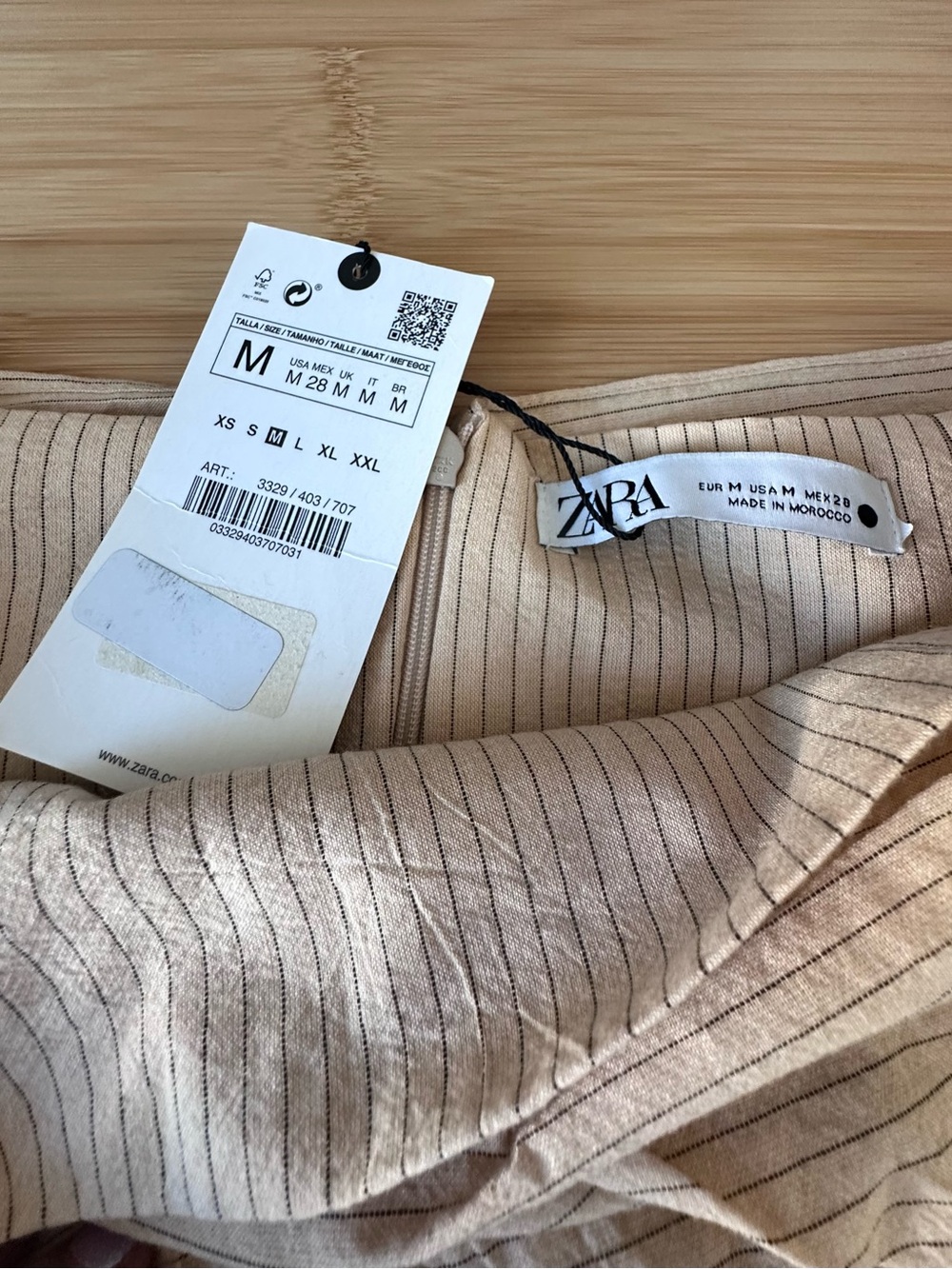 ZARA Beige with Dark Pinstripe Top - Picture 3 of 4